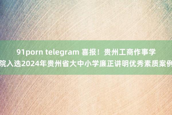 91porn telegram 喜报！贵州工商作事学院入选2024年贵州省大中小学廉正讲明优秀素质案例