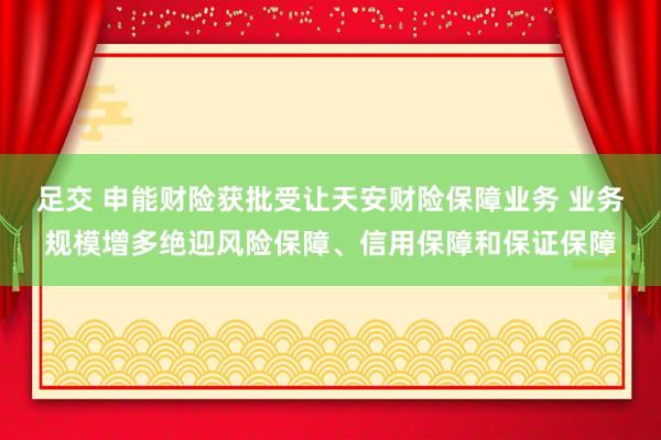 足交 申能财险获批受让天安财险保障业务 业务规模增多绝迎风险保障、信用保障和保证保障