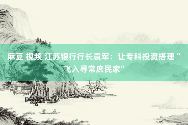 麻豆 视频 江苏银行行长袁军：让专科投资搭理“飞入寻常庶民家”