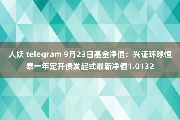 人妖 telegram 9月23日基金净值：兴证环球恒泰一年定开债发起式最新净值1.0132