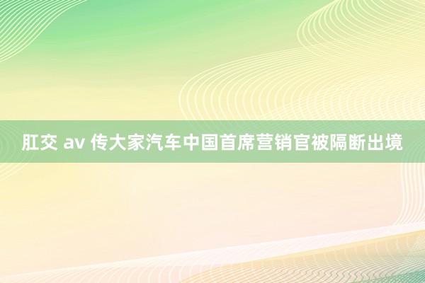 肛交 av 传大家汽车中国首席营销官被隔断出境