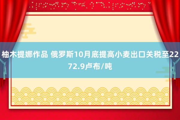 柚木提娜作品 俄罗斯10月底提高小麦出口关税至2272.9卢布/吨