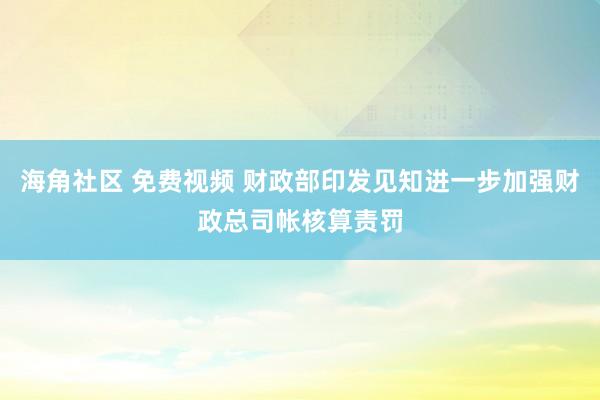 海角社区 免费视频 财政部印发见知进一步加强财政总司帐核算责罚