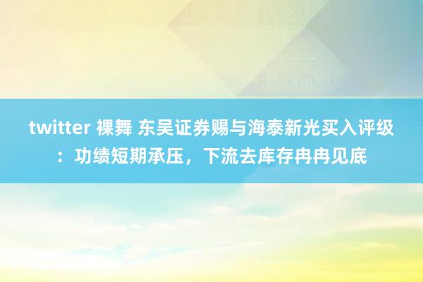 twitter 裸舞 东吴证券赐与海泰新光买入评级：功绩短期承压，下流去库存冉冉见底