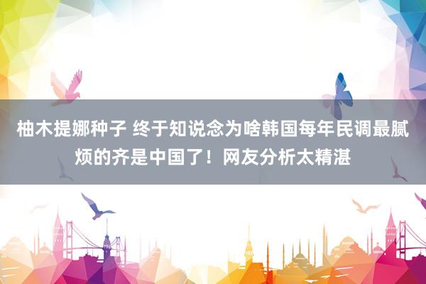 柚木提娜种子 终于知说念为啥韩国每年民调最腻烦的齐是中国了！网友分析太精湛