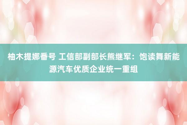 柚木提娜番号 工信部副部长熊继军：饱读舞新能源汽车优质企业统一重组