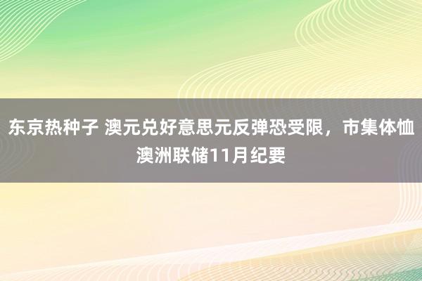 东京热种子 澳元兑好意思元反弹恐受限，市集体恤澳洲联储11月纪要