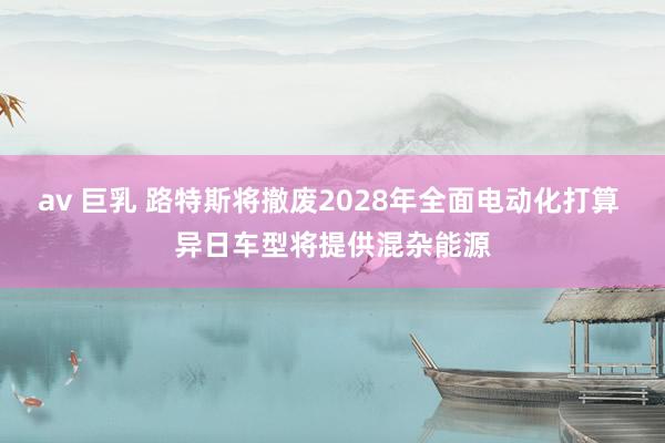 av 巨乳 路特斯将撤废2028年全面电动化打算 异日车型将提供混杂能源