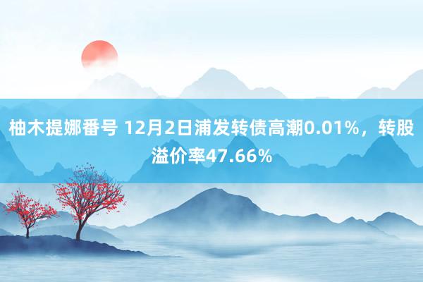 柚木提娜番号 12月2日浦发转债高潮0.01%，转股溢价率47.66%