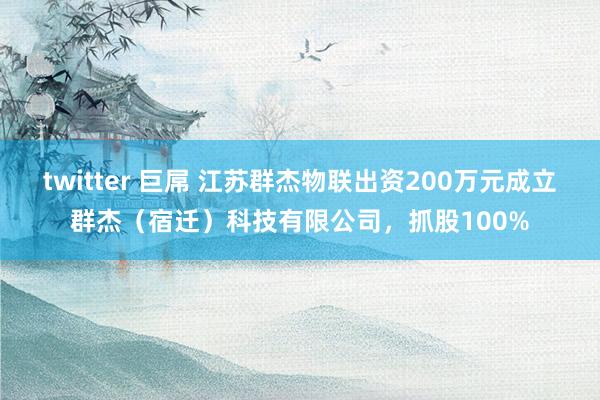 twitter 巨屌 江苏群杰物联出资200万元成立群杰（宿迁）科技有限公司，抓股100%