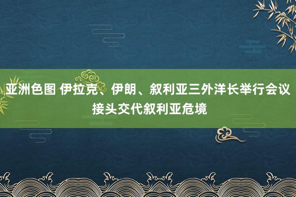 亚洲色图 伊拉克、伊朗、叙利亚三外洋长举行会议 接头交代叙利亚危境