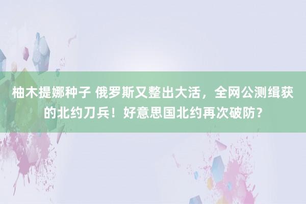 柚木提娜种子 俄罗斯又整出大活，全网公测缉获的北约刀兵！好意思国北约再次破防？