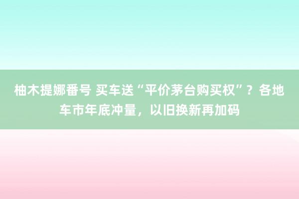 柚木提娜番号 买车送“平价茅台购买权”？各地车市年底冲量，以旧换新再加码