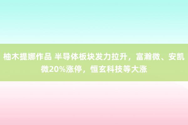 柚木提娜作品 半导体板块发力拉升，富瀚微、安凯微20%涨停，恒玄科技等大涨