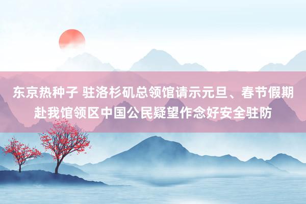 东京热种子 驻洛杉矶总领馆请示元旦、春节假期赴我馆领区中国公民疑望作念好安全驻防