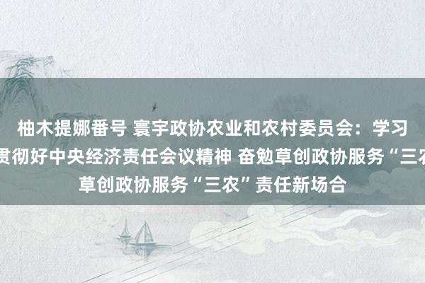 柚木提娜番号 寰宇政协农业和农村委员会：学习好、明白好、贯彻好中央经济责任会议精神 奋勉草创政协服务“三农”责任新场合