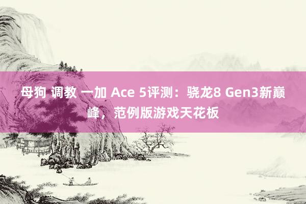 母狗 调教 一加 Ace 5评测：骁龙8 Gen3新巅峰，范例版游戏天花板