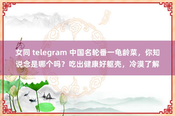 女同 telegram 中国名轮番一龟龄菜，你知说念是哪个吗？吃出健康好躯壳，冷漠了解