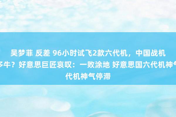 吴梦菲 反差 96小时试飞2款六代机，中国战机到底多牛？好意思巨匠哀叹：一败涂地 好意思国六代机神气停滞