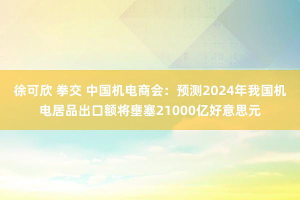 徐可欣 拳交 中国机电商会：预测2024年我国机电居品出口额将壅塞21000亿好意思元