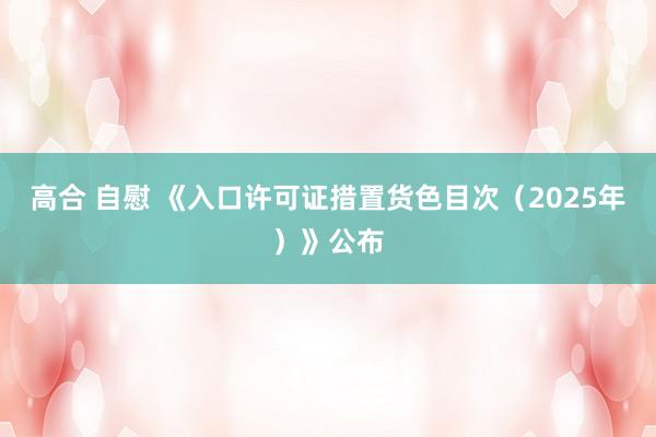 高合 自慰 《入口许可证措置货色目次（2025年）》公布