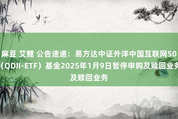 麻豆 艾鲤 公告速递：易方达中证外洋中国互联网50（QDII-ETF）基金2025年1月9日暂停申购及赎回业务