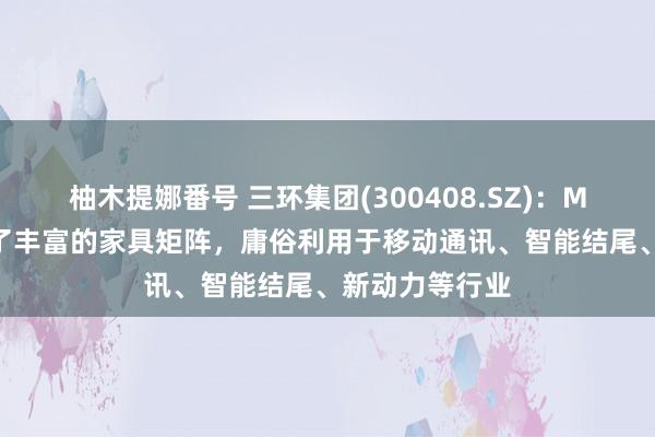 柚木提娜番号 三环集团(300408.SZ)：MLCC家具酿成了丰富的家具矩阵，庸俗利用于移动通讯、智能结尾、新动力等行业