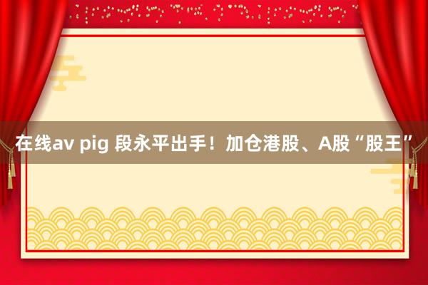 在线av pig 段永平出手！加仓港股、A股“股王”