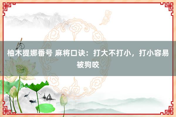 柚木提娜番号 麻将口诀：打大不打小，打小容易被狗咬