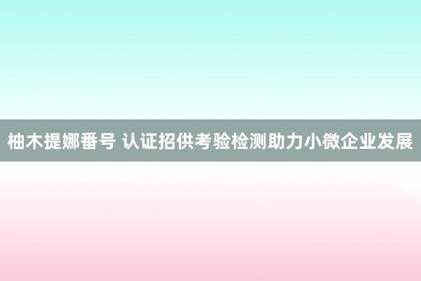 柚木提娜番号 认证招供考验检测助力小微企业发展