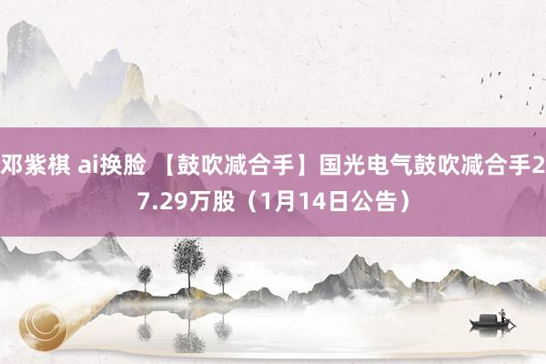 邓紫棋 ai换脸 【鼓吹减合手】国光电气鼓吹减合手27.29万股（1月14日公告）